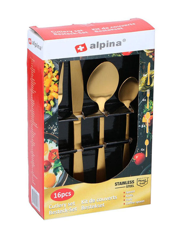 Alpina evőeszköz készlet - 16 db-os - Aranyszínű