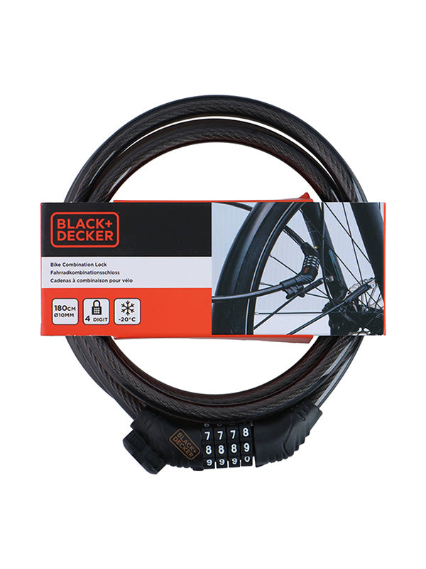 Black & Decker számkódos kerékpár kábelzár - 10 mm x 180 cm
