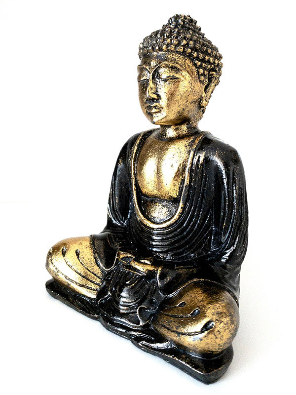 Buddha szobor - Fekete és arany - 15 cm