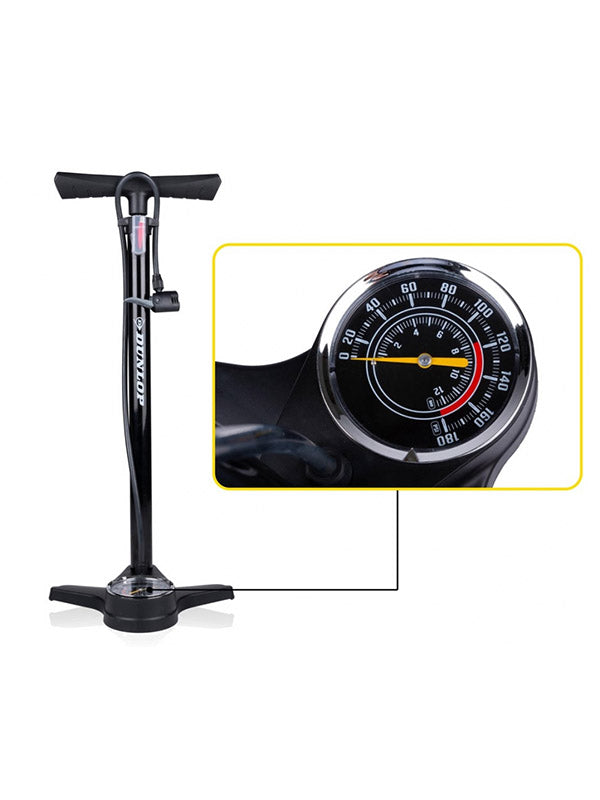 Dunlop álló nyomásmérős kerékpár pumpa - 12 bar - Presta- Dunlop és Schrader szelep