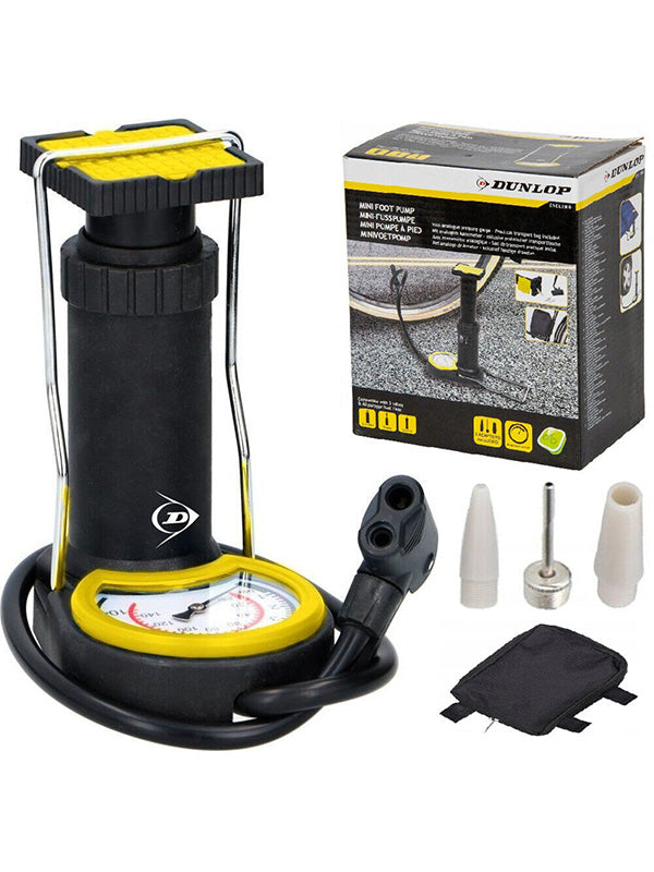 Dunlop mini kerékpár pumpa nyomásmérővel - lábbal működtethető