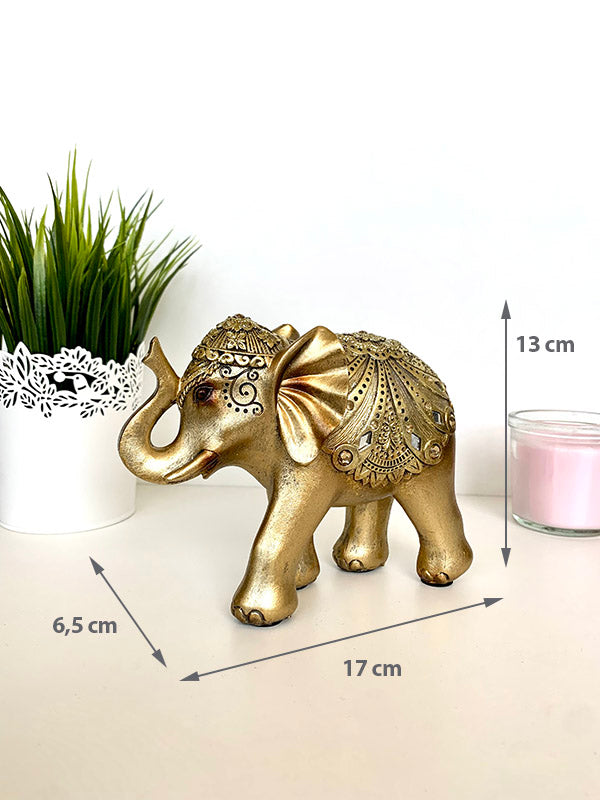 Elefánt szobor - Aranyszínű - 13 cm