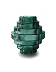 Geometrikus zöld üveg váza - Prémium - 25 cm
