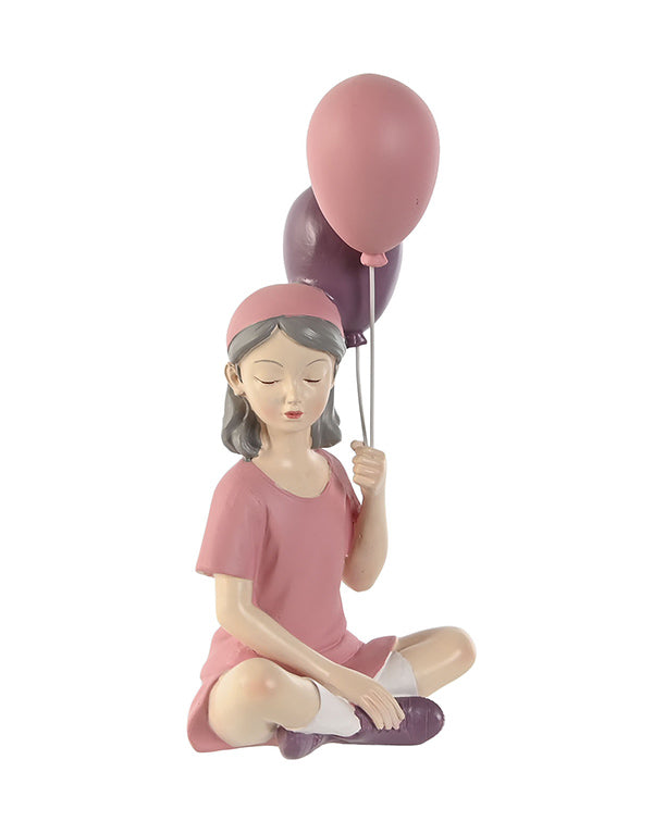 Lány lufikkal szobor - #1 - Prémium - 22 cm