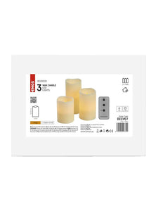 LED dekoráció - 3 db viaszgyertya - Távirányító, időzítő
