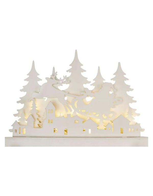 LED dekoráció - Karácsonyi falu - Beltéri - Fa - 42 cm