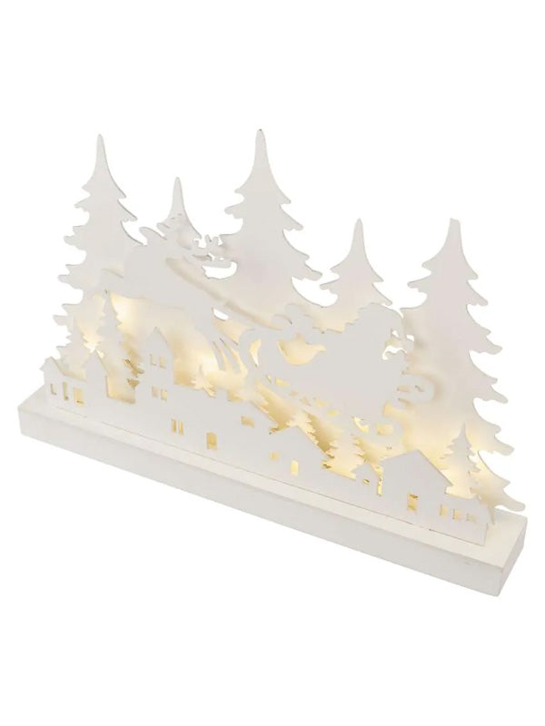 LED dekoráció - Karácsonyi falu - Beltéri - Fa - 42 cm