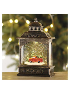 LED dekoráció - Karácsonyi lámpás autóval - Beltéri - Vintage - 21 cm