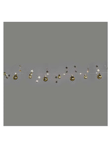 LED karácsonyi fényfüzér - Arany gömb csillagokkal - Beltéri - 1,9m