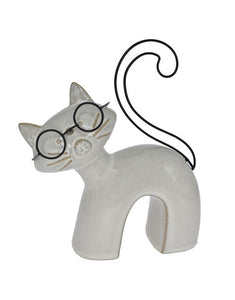 Macska szemüvegben szobor - 15 cm