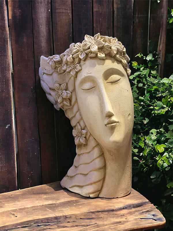 Női fej kerámia kaspó - Prémium - 40 cm