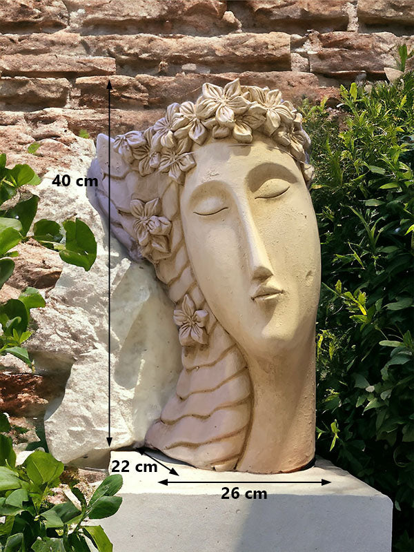 Női fej kerámia kaspó - Prémium - 40 cm