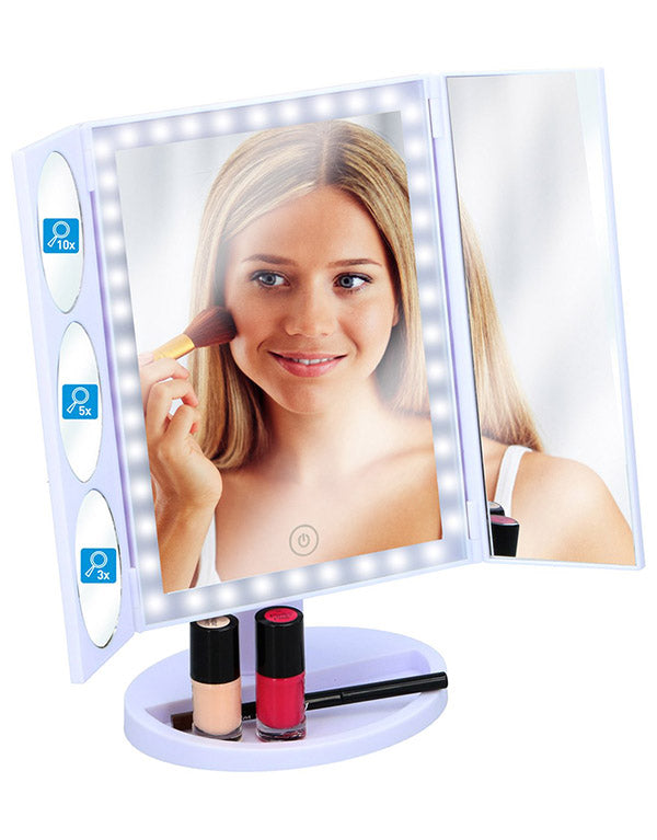 Touch Of Beauty kihajtható kozmetikai tükör, nagyítással - 36 LED világítással