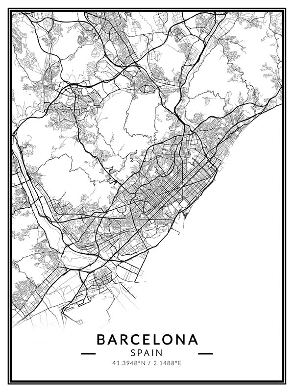 Barcelona térkép poszter, falikép
