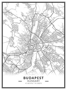 Budapest térkép poszter, falikép
