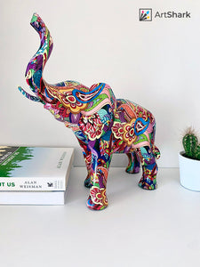 Elefánt szobor - Színes - 26 cm